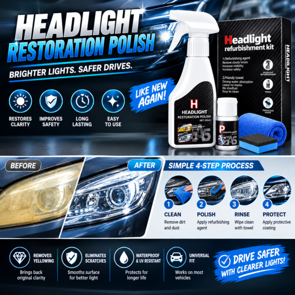 Headlight Restoration Polish✨🚗: Remove Marks, Restore Clarity & Bring Back the Shine!